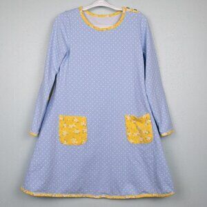Shrimp & Grits blue polka dot long sleeve dress-7/8